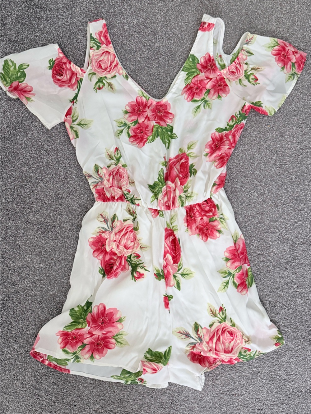 Everly Pink Floral Cold Shoulder Dress Size Small